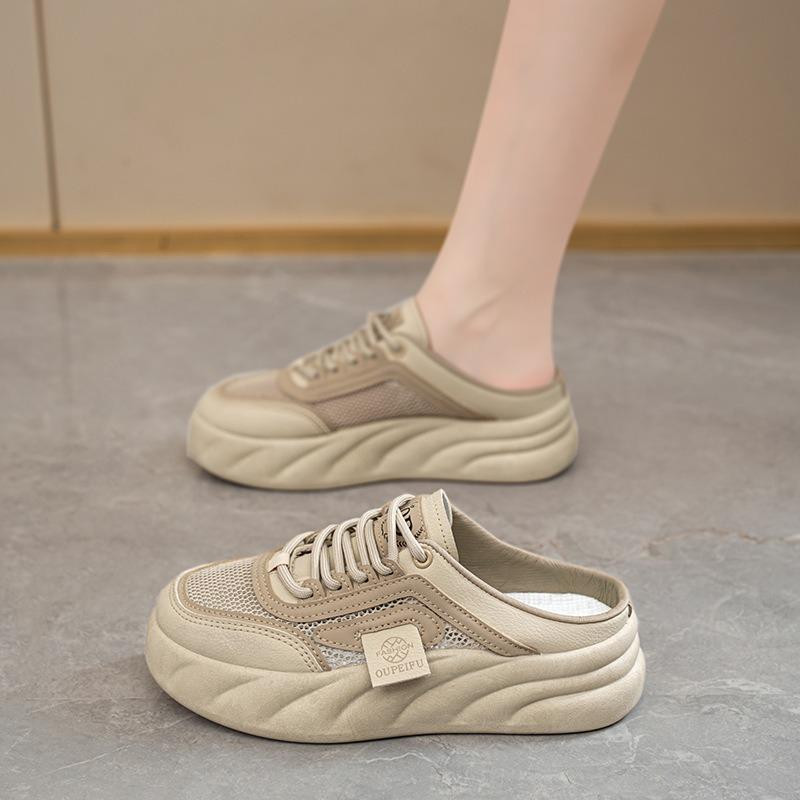 New Women's Shoes One-legged Sandals Versatile Shoes with Hollowed-out Half-slippers