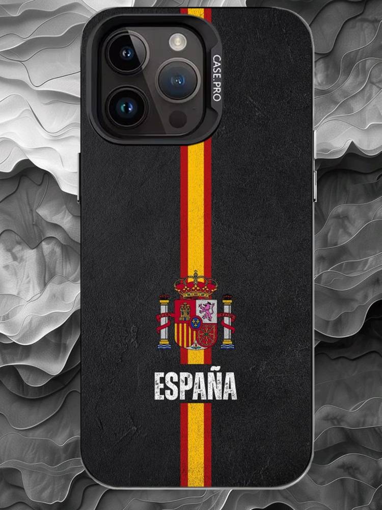 

S-Spanish flag Phone Case For iPhone 17 16 15 14 13 12 11 Pro Max Plus Silver Matte Black Cover iPhone17PRO