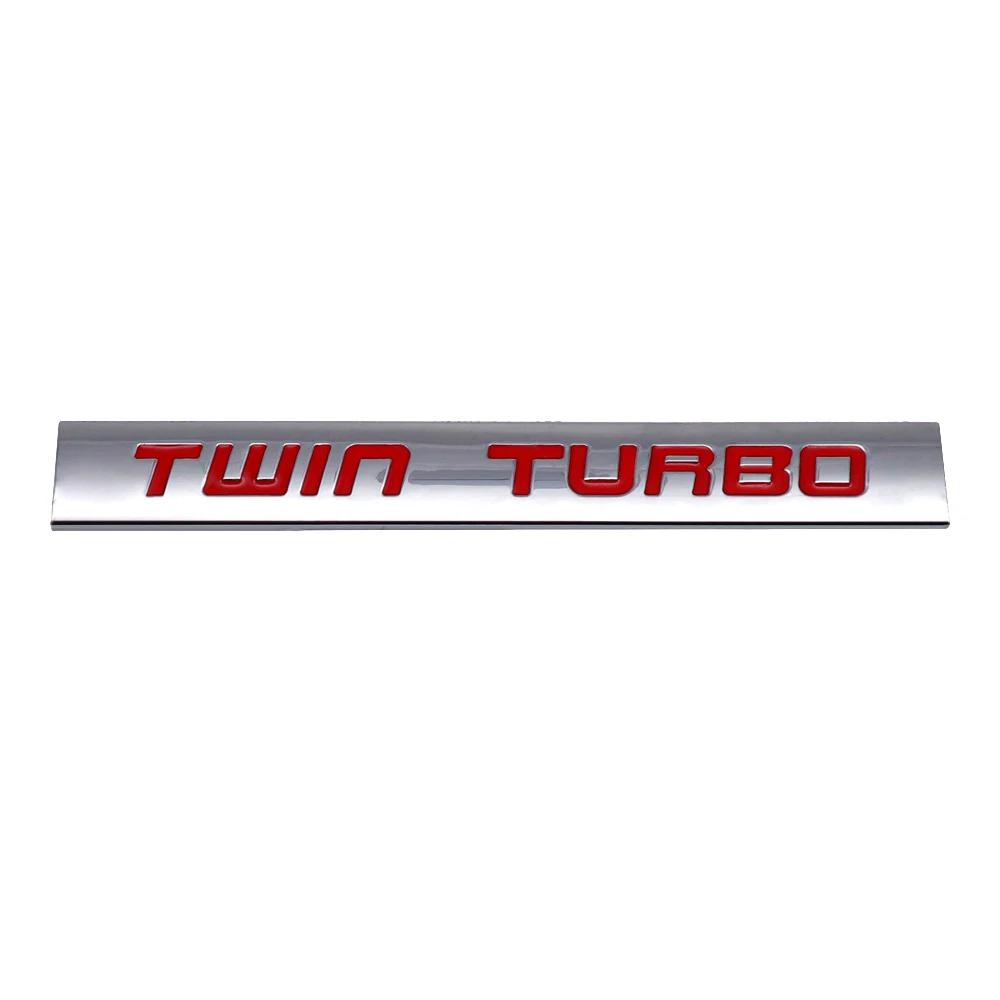 1Pc Metal TWIN TURBO Car Whole Body Side Emblem Rear Trunk Sticker for TWIN TURBO GT Transit Fiesta Focus Explorer Mondeo Kuga Decoration