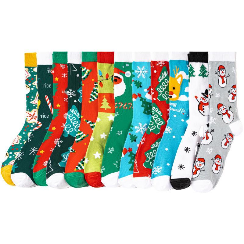 Trendige Unisex-Weihnachts-Baumwollsocken - Beliebter Europäischer & Amerikanischer Stil für Alle Jahreszeiten