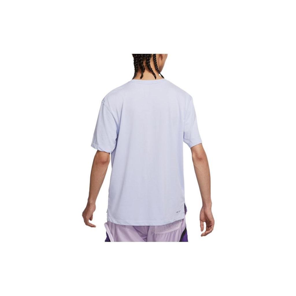 Jordan T Shirts Men's Purple Crew Neck Moderate Straight Fit DH8922-057
