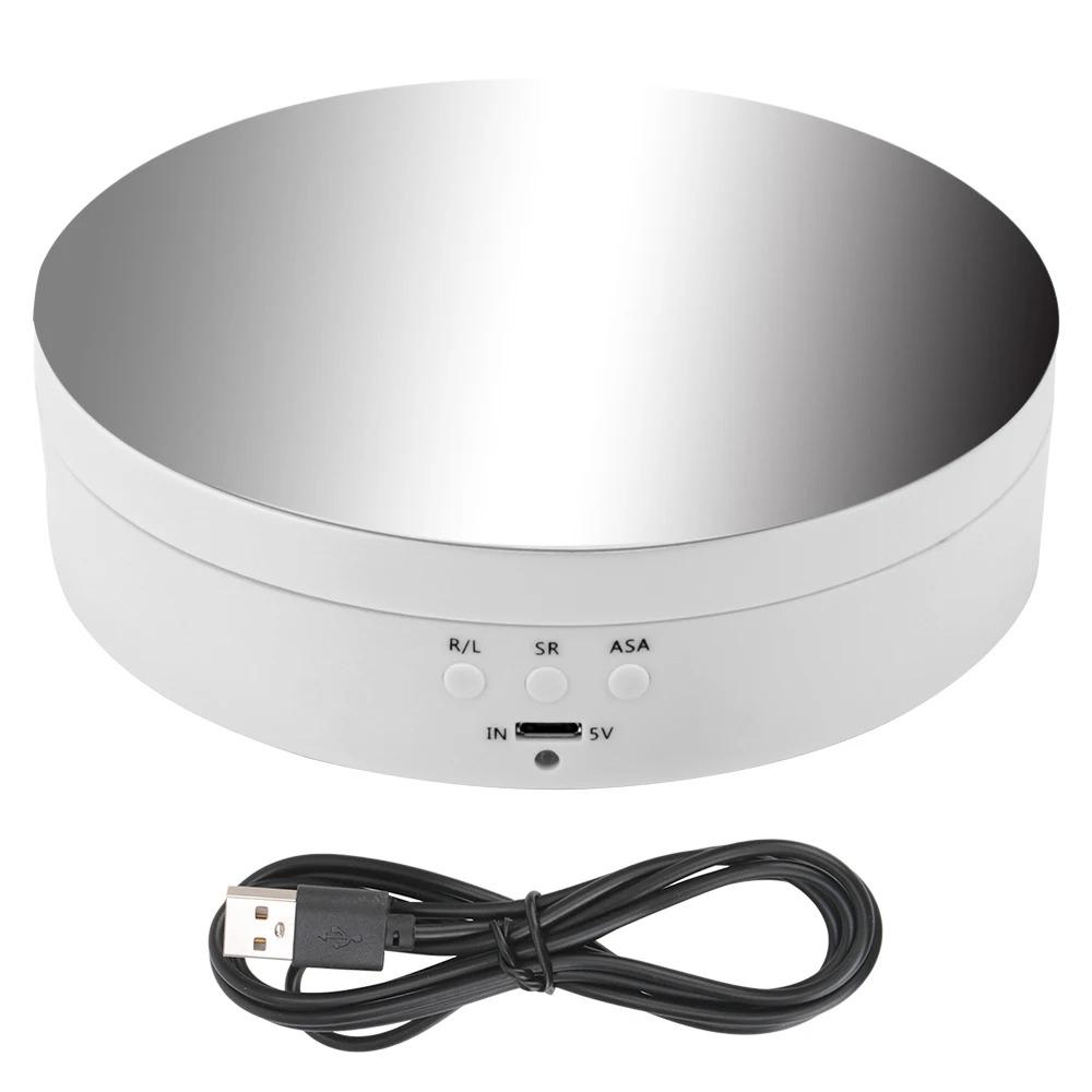 1PC Motorisierter rotierender Spiegel-Ausstellungsständer, 360-Grad-Drehteller, Schmuckhalter, USB-Stromversorgung, rotierende Aufnahme, drei Geschwindigkeiten