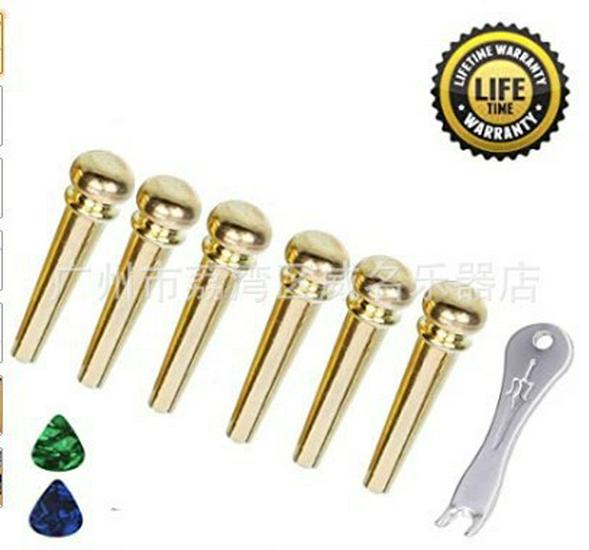 

Fingerstyle Folk Guitar Brass String Pins with Solid Cone, Multifunctional String Winder, and Colored Transparent Picks