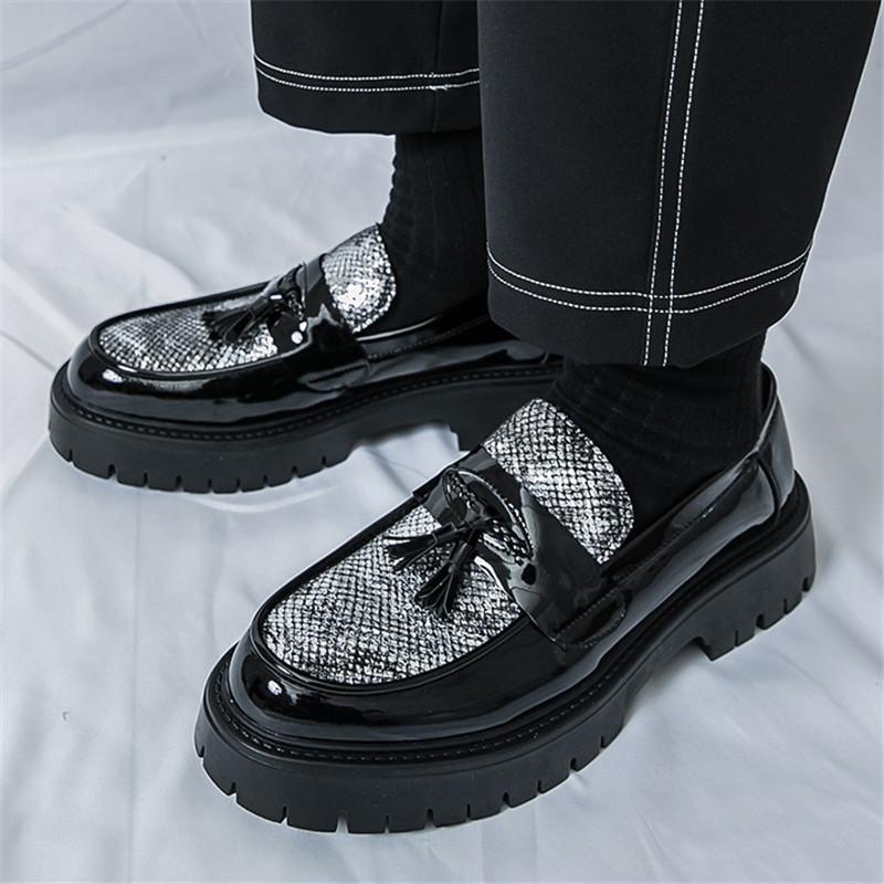 Fashion Trend New Luxury Men Mixed Color Tassel Loafter Male Leisure Height Increasing Leather Shoes Tenis Masculino Zapatos Hombre