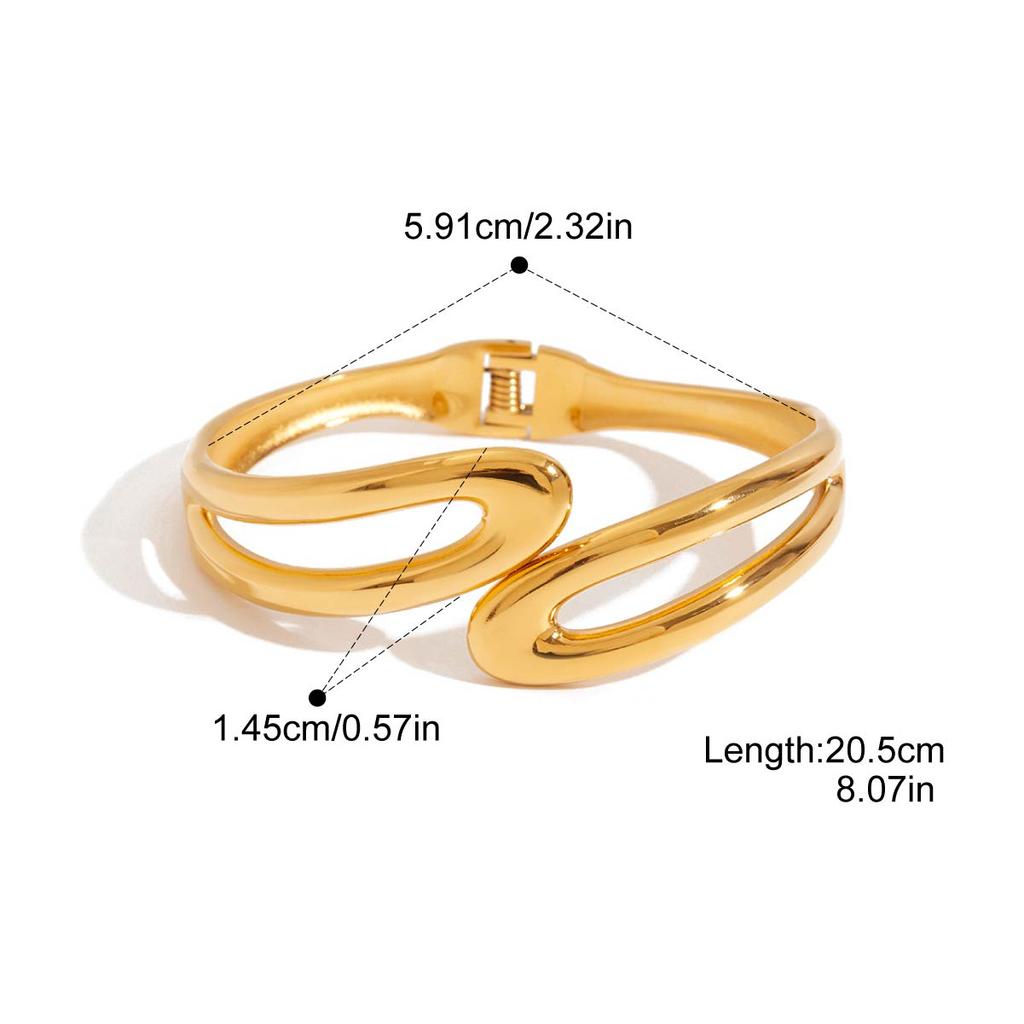 Yori Geometric Hollow Double Layer Hollow Spring Open Bracelet Bangle Waterproof 18K Gold Plated Texture Jewelry New