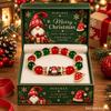 MIRGREE Christmas Gnome Bracelet for Women, Red Green Beaded Bracelet with Santa Hat Charm, Festive Holiday Jewelry, Christmas Gift for Her