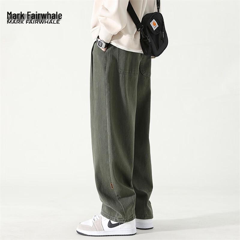 MARK FAIRWHALE Men's Winter American Casual Loose Wide-Leg Long Pants