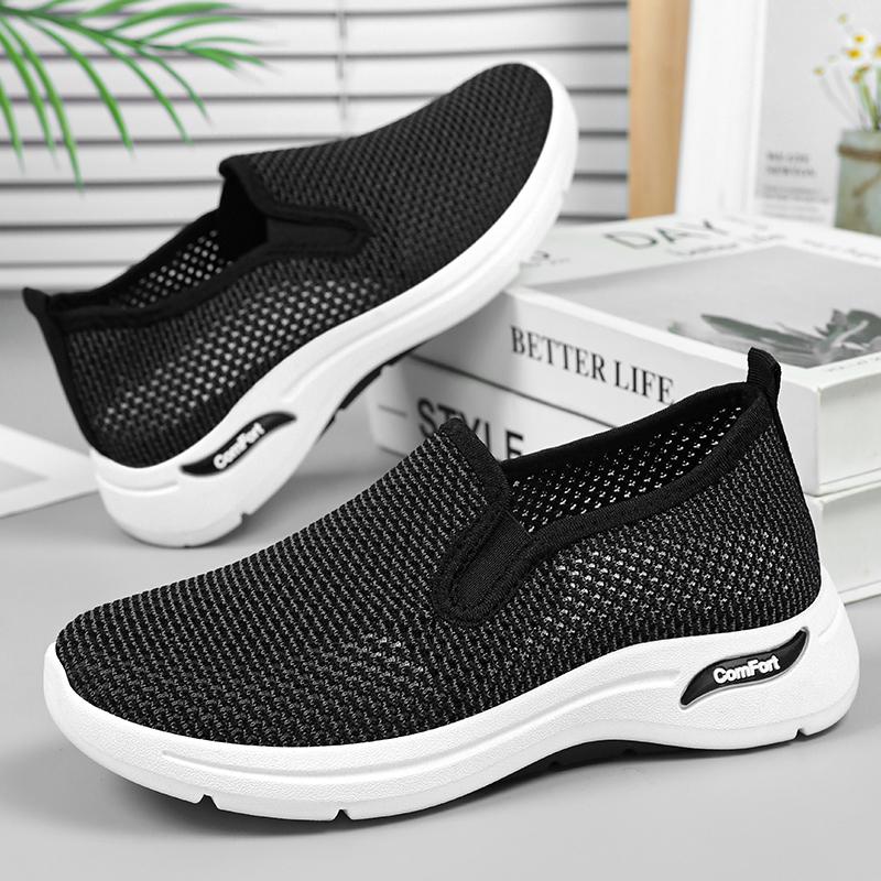 New Women Sports Shoes with Soft Soles Lightweight Non Slip Mesh Breathable Casual Shoes One-foot Wear with Perforated Comfortab
