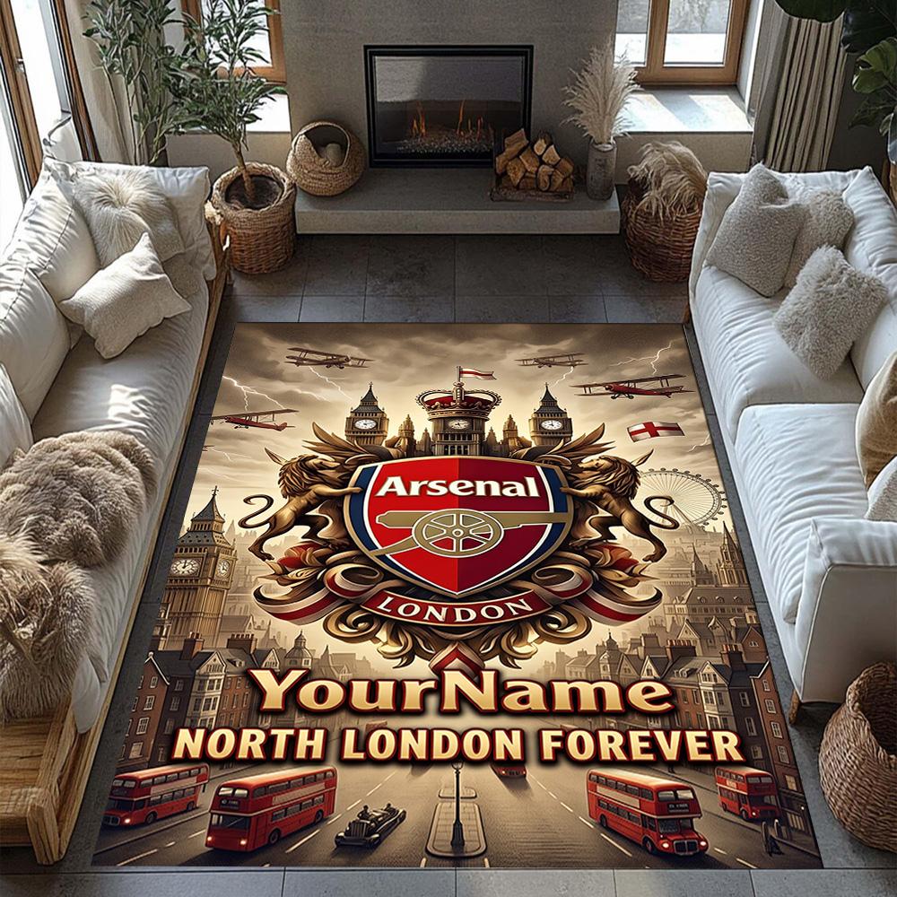 Arsenal Customize Text Area Rug Suitable for Playrooms Outdoor Game Room Hallway Anti-slip Rug Decorate Offices Gift for Festivals