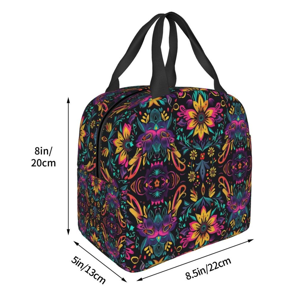 Colorful Mexican Pattern Traditional And Festive Insulated Lunch Bag for Women Children Food Boxes Thermal Lunch Box Tote