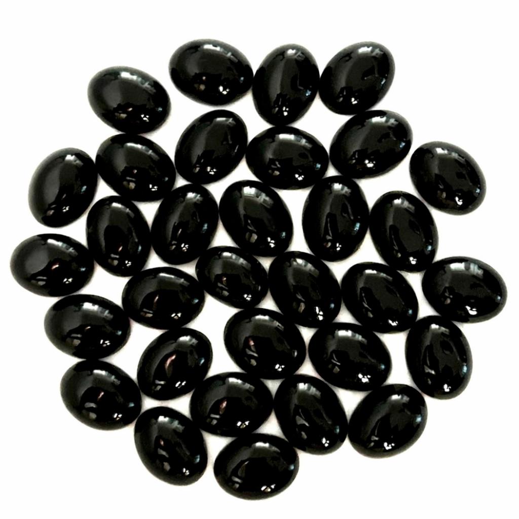 Oval Black Onyx Cabochon 15x10mm – Calibrated Natural Onyx Gemstone, Loose Stone for Jewelry Making