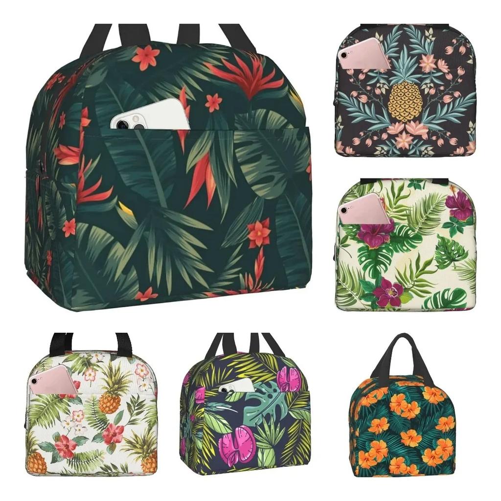 Hawaiian Hibiscus Flower Lunch Bag For Women Men Kids Lunch Box Insulated Lunch Container Tote Bag for Office Work School Picnic