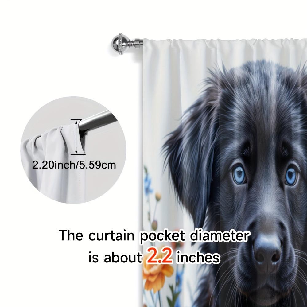 Dog Floral Print Curtains Polyester Fabric Suitable Bedroom Living Room Decoration Curtain Machine Washable Perfect For Sitting