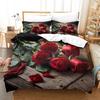 Rose Floral Duvet Cover Queen Twin King Size Romantic Flower Bedding Set for Kids Boys Girls Luxury Valentine's Day Bedding Set