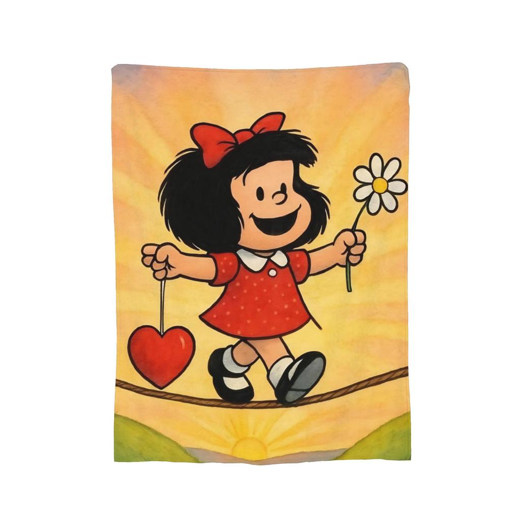 Mafaldas Love Smile Flannel Blankets  Funny Throw Blanket for Home cm Plush Thin Quilt
