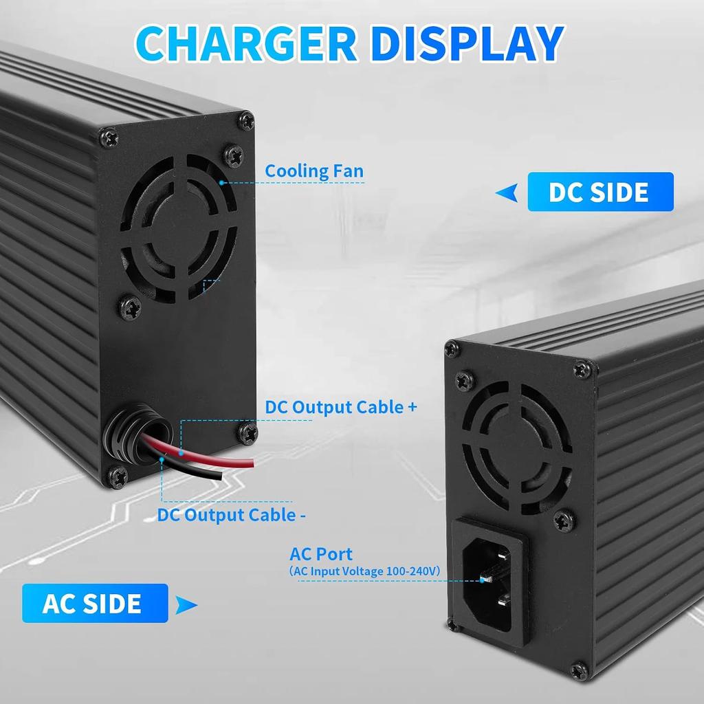 14.6V 20A Lithium Iron Phosphate Battery Charger 4S 12V LiFePO4 Charger with XT60/Anderson/Alligator Clips For Solar RV Marine