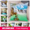 Waterfall Printed Pillow Case for Home Sofa Children Room Decor Beautiful Scenery Pillowcase Soft Plush Cushion Cover Xcm