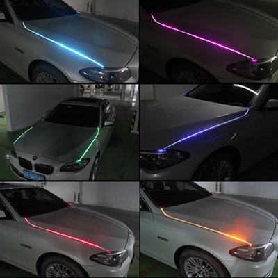 2 Stück 80/120cm Auto LED Lichtleiste für Motorhaube Wasserdicht Flexibel Dekorationsstreifenlicht Dekorationslampe Universelles Tagfahrlicht