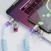 4 in 1 240W Spring Short Data Cable USB Type C Spring Telescopic Quick Charger Wire Spring USB Cable for iPhone 15 14 13 12