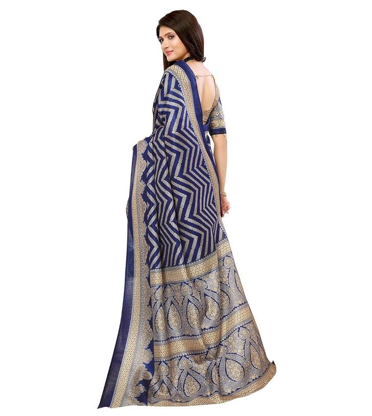 TreegoArt Fashion Women's Kalamkari Art Silk Bollywood Style Saree With Unstitched Blouse Piece - Pack Of 1
