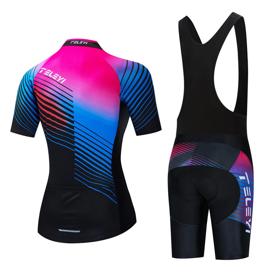 Women MTB Bike Jersey Bib Shorts Suits Anti-UV Bicycle Shirts Mountain Road Top Bottom Girls Female Red 2026 Summer Breathable Cycling Suit Set