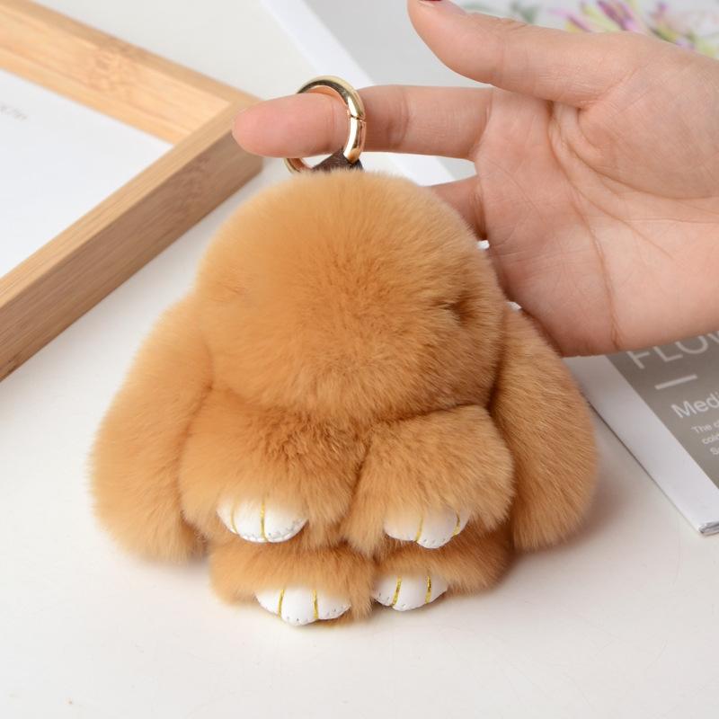 10CM Mini Fluffy Real Fur Pompon Bunny Women Girls Cute Plush Rabbit On Bag Jewelry Wedding Party Toy Kid Gift Bag Charm