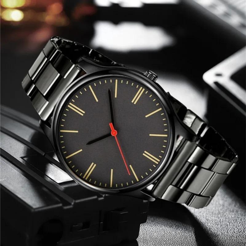 Fashion Men Black Quartz Watches for Man Luxury Men Business Watches Casual Clock Reloj Hombre (Without Box) Relógios Masculino