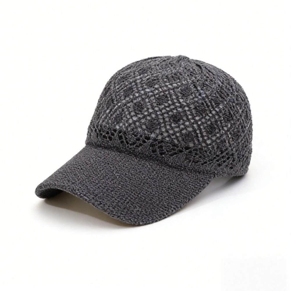 

Fashion Hollow Thin Baseball Cap Breathable Adjustable Mesh Sun Protection Hat Lightweight Solid Color Beach Cap Hiking Outdoor сірий