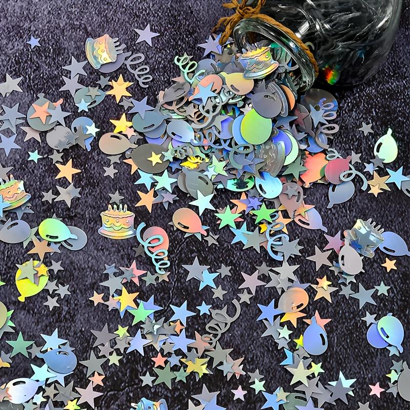 Birthday Party Decoration Rainbow Colored Happy Birthday Scraps Laser Streamers Confetti Circular Ball Cake Letter Shaped