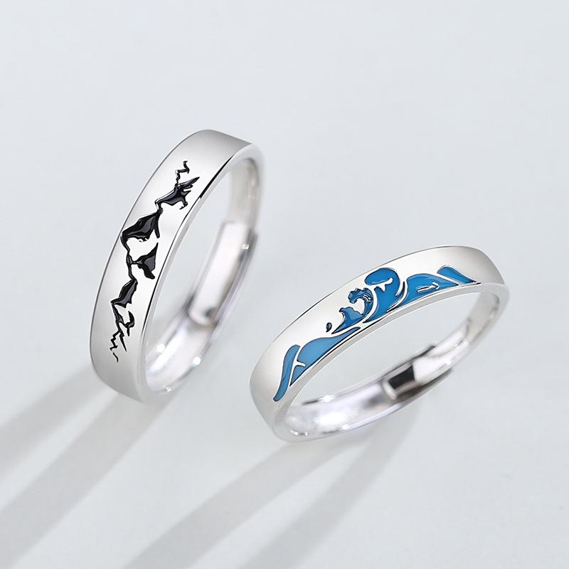 2pcs Couple 925 Sterling Silver Rings Sparkly Zircon for Women and Men Superior Luxury Wedding Jewelry Anniversary Gift