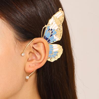 New Jewelry, Sweet Single Elf Ear Clips, Ear Hanging Women, Rhinestone Wings Without Ear Holes, Butterfly Ear Bone Clips.