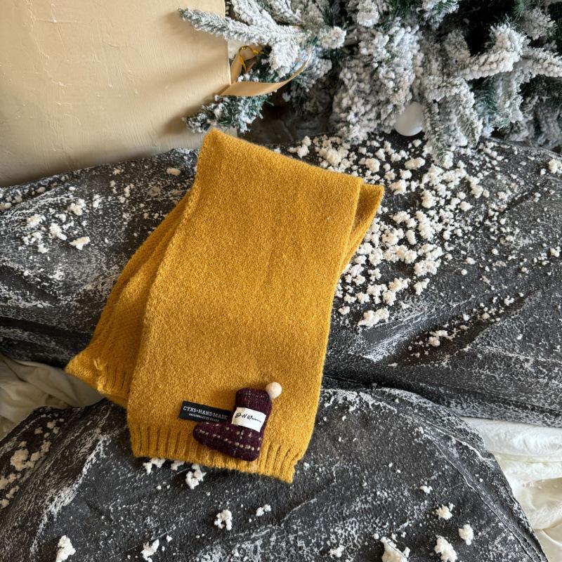 Red Christmas New Scarf For Children Student Winter Cute Cartoon Warm Thickened Knitted Scarves Girls Boys Scarf New Gift