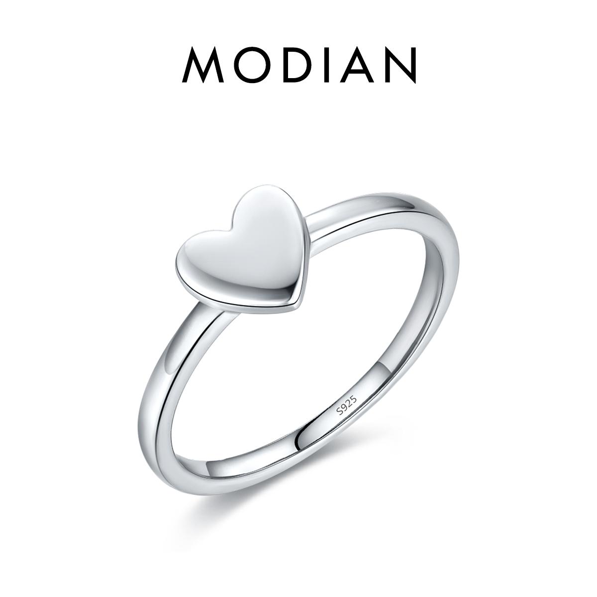 

Модиан, настоящее серебро 925 пробы, гладкое ослепительное сердце, простое кольцо на палец, модное штабелируемое кольцо для женщин, изысканный подарок, ювелирные изделия 6 серебряный