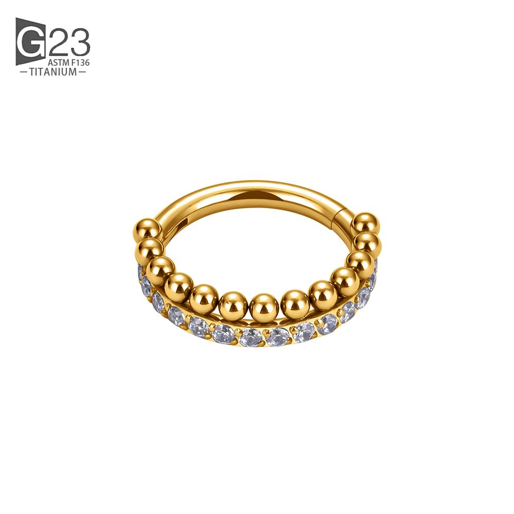 G23 Titan Piercing Doppellagig Dreifach Gestapelt Scharniert Zirkon Nasenring Helix Knorpel CZ Kleiner Knorpel Septum Clicker