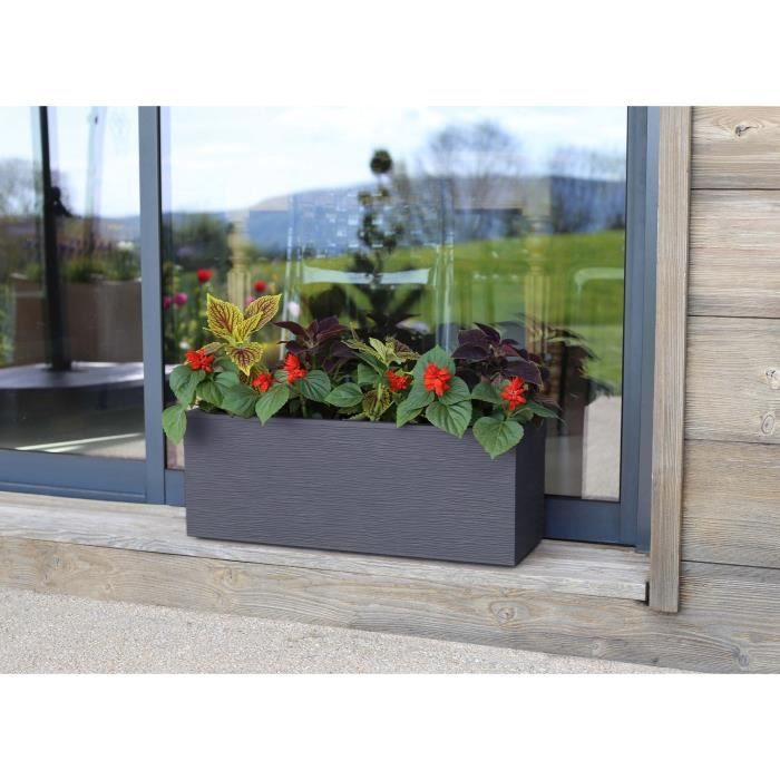 Window Box - EDA - Graphite Up - 25 L - Indoor/ Outdoor - Graphic Decor - 59 X 19.5 X H. 22,8 Cm - Anthracite Grey