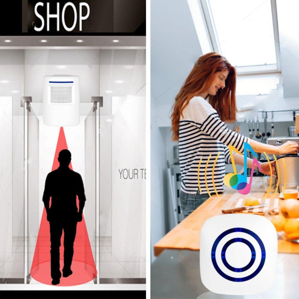 Volume Adjustment PIR Infrared Sensor 38 Chimes Receiver Transmitter Wireless Doorbell Office