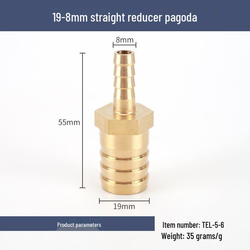 Brass Reducing Pagoda Plug for Hose Fitting - Converts 4mm To 19mm Diameters