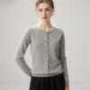 Elegant 100% Cashmere Round Neck Long Sleeve Outerwear