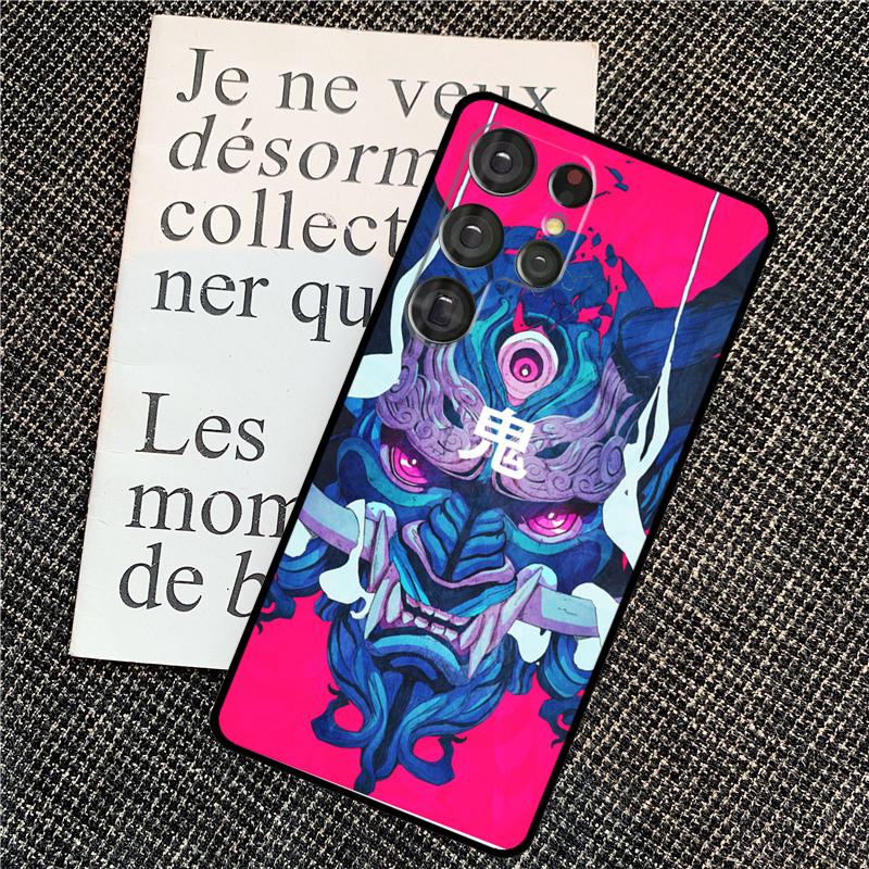 Japanese Oni Hannya Demon Mask Case For Samsung Galaxy S24 S25 Ultra S20 S21 S22 S23 Ultra S9 S10 Plus S25 FE Back Cover