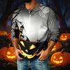 Men's Casual Raglan Three-Quarter Sleeve Shirt Halloween Print