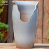 Large Handmade Coarse Pottery Succulent Flower Pot with Shallow Cut Opening