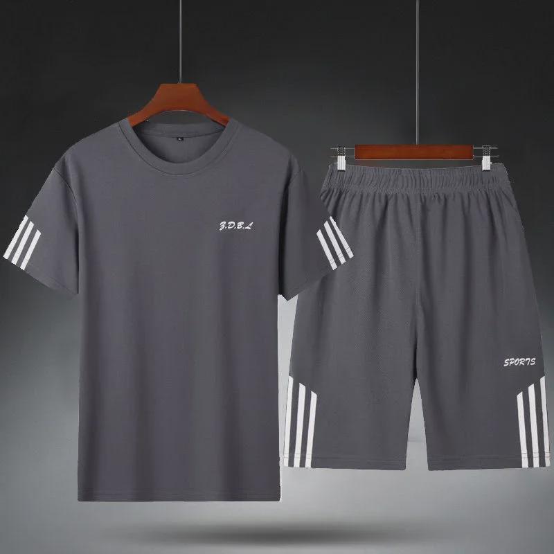 Men's Quick-Dry Athletic Shorts & Loose-Fit T-Shirt Set for Fitness, Summer Sports, Basketball, & Running.