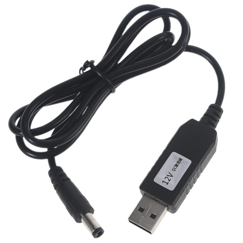 QC3.0 USB to 12V 5.5x2.1mm Step Up Line Converter Cable Good Compatibility for WiFi Router LED Lightweight Durable