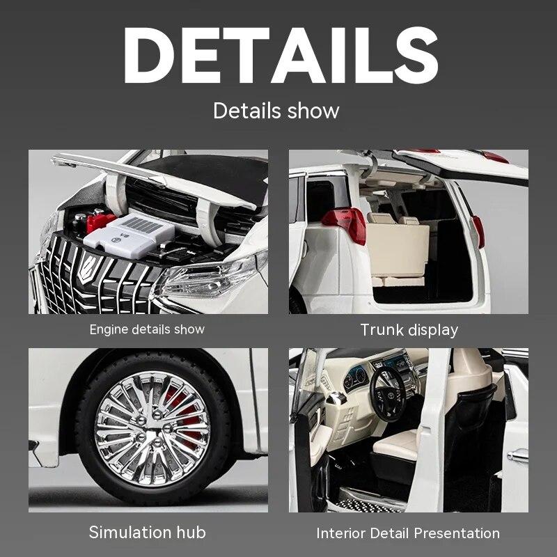 1/18 Scale Toyota Alphard Alloy Model Car - Highly Detailed Collector's Edition - Perfect for Display, Office Decor, Gift