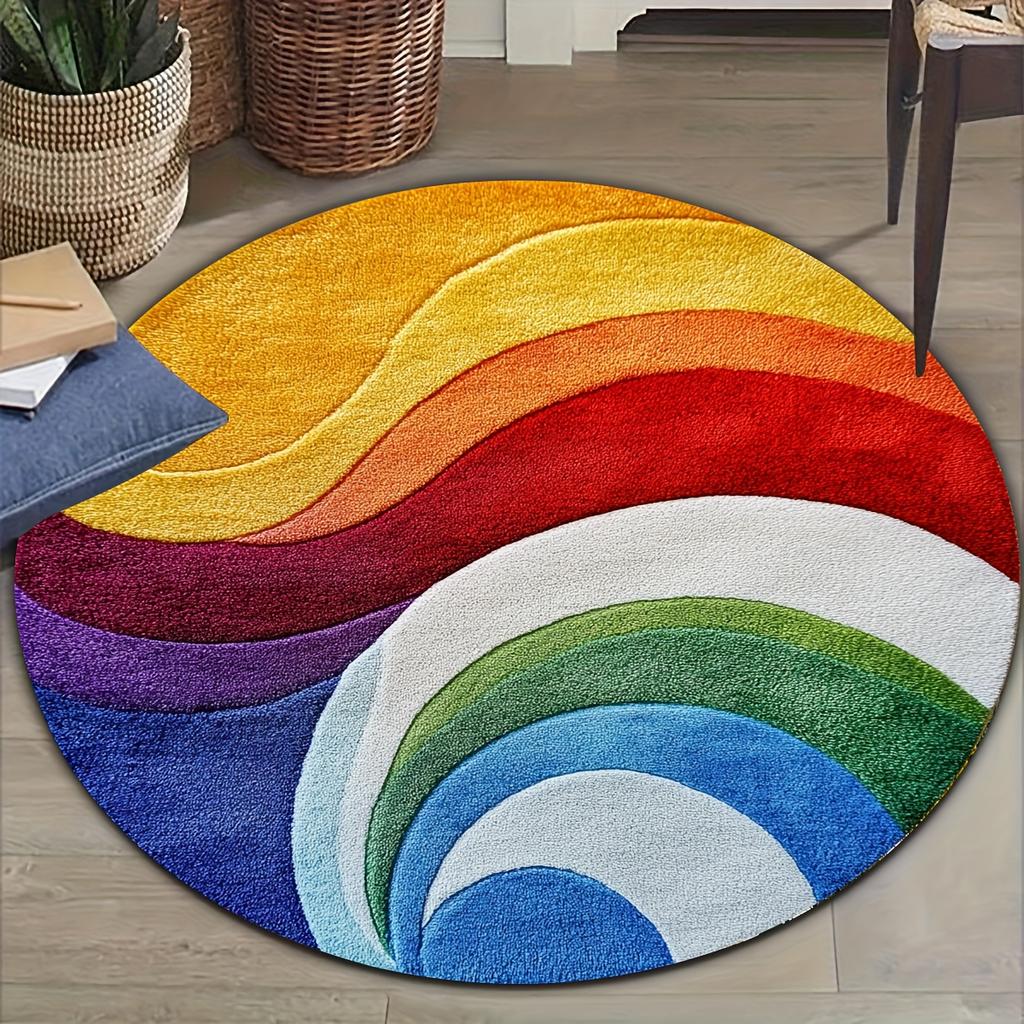 Creative Color Velvet Pattern Round Pillow Mat, Fleece Meditation Yoga Cushion for Indoor Decor, Portable Floor Seat Pad