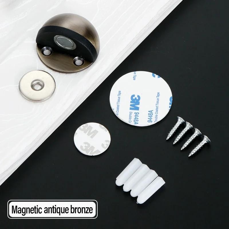 Fermaporta magnetico doppio in acciaio inossidabile, senza chiodi, protezione da parete, paraurti, supporto a cuneo, fermaporta da pavimento, ferramenta per fermaporta