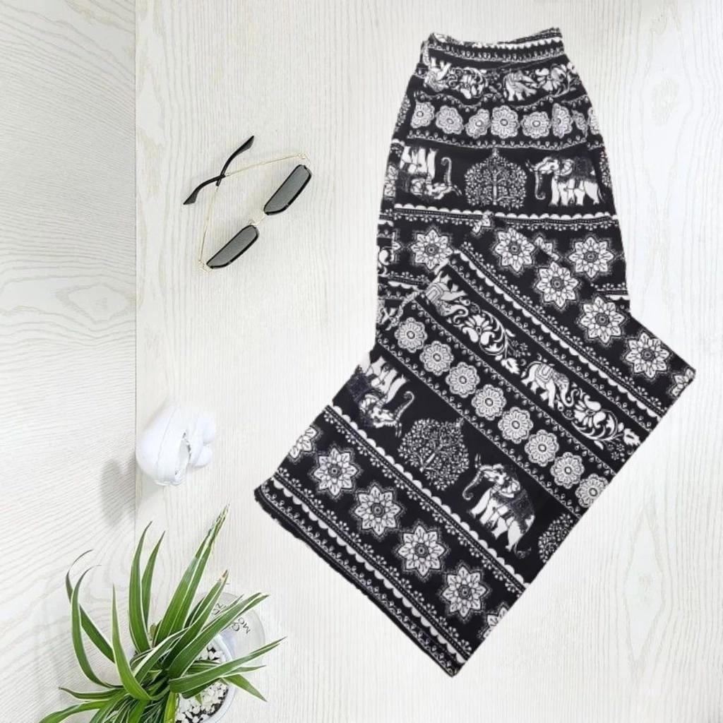 Elephant Pants Adjustable Elastic High Waistband Strap Loose Leg Unisex Man Women Print Thailand Casual Streetwear Beach Bohemian Retro Vintage