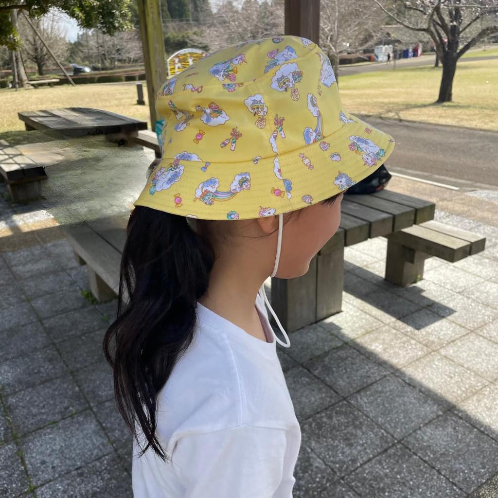 Kinderhut für Mädchen mit Kordelzug Baumwoll-Bucket-Hat Einhorn Vorschulkind Kleinkind Grundschule Safarihut für Kinder [VIVEL] 100% (52.0 cm, Gelb)