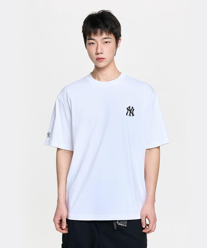 Emelbi Basic Simple Street Logo Oversized Short Sleeve T-Shirt Ny (White)