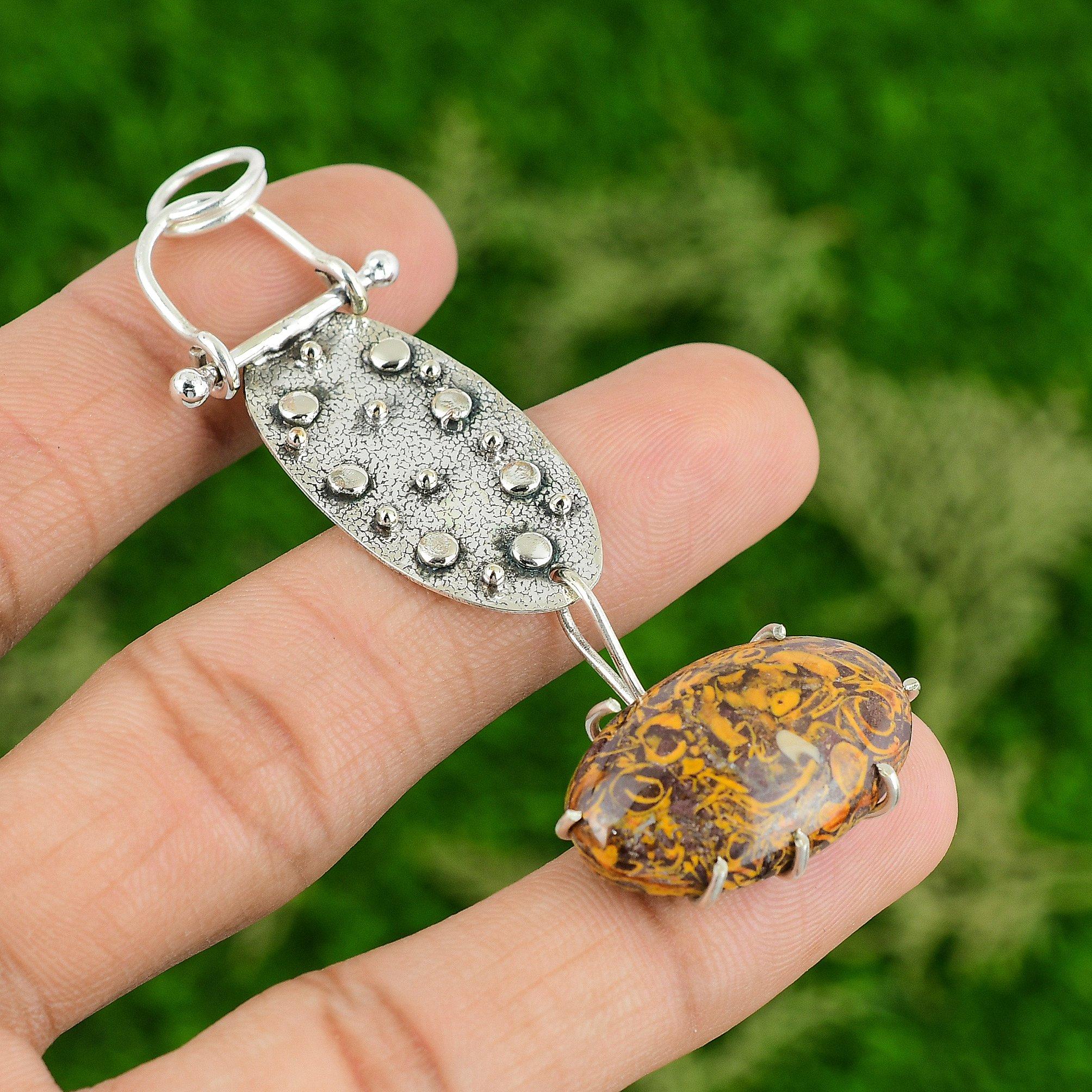 

Daughters Day Sale Natural Mariam Jasper Boho Pendant Jewelry Sterling Silver